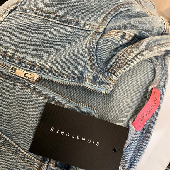 NWT Signature8 Denim Bustier Zip Front Mini Dress Small - Picture 6 of 7